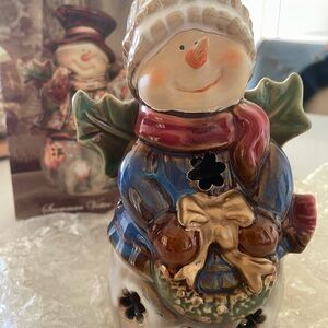 Festive Snowman Figurine with light.